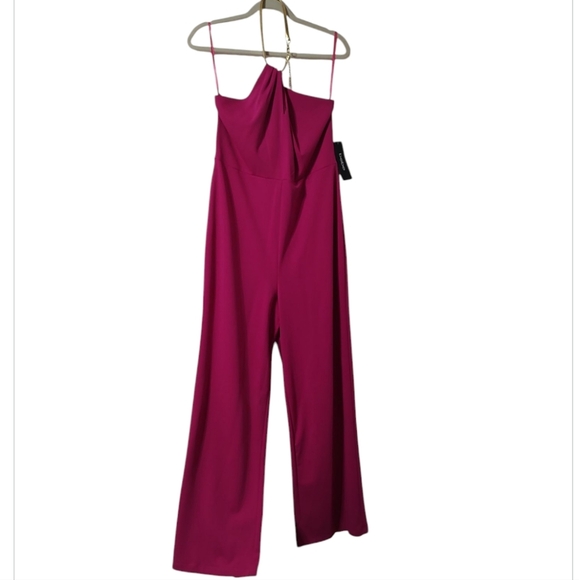 bebe Pants - Bebe Fuchsia Halter Jumpsuit Size L